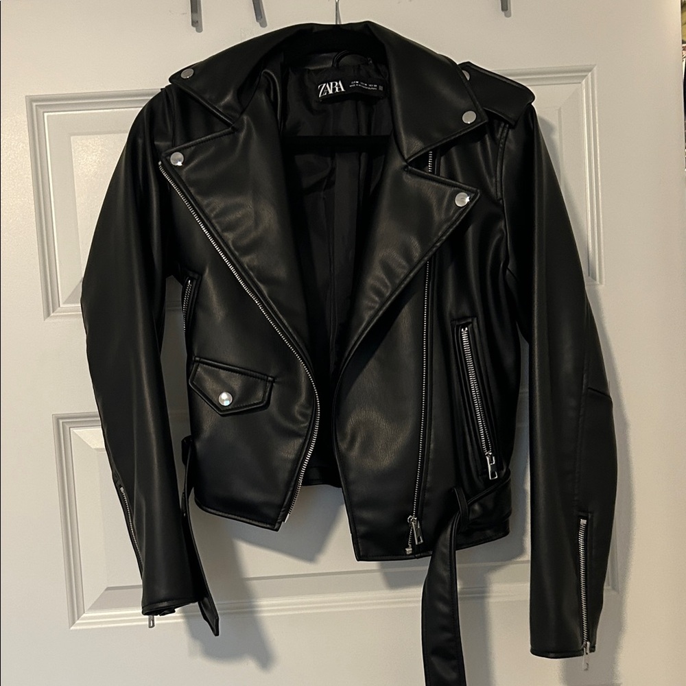 Zara Black faux Leather Jacket